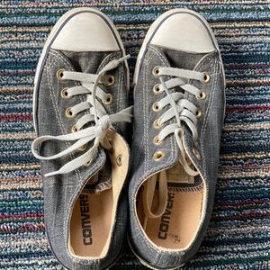 Converse size 7 black denim with gold